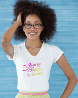 Strong Black Women Deep V-Neck Jersey Tee